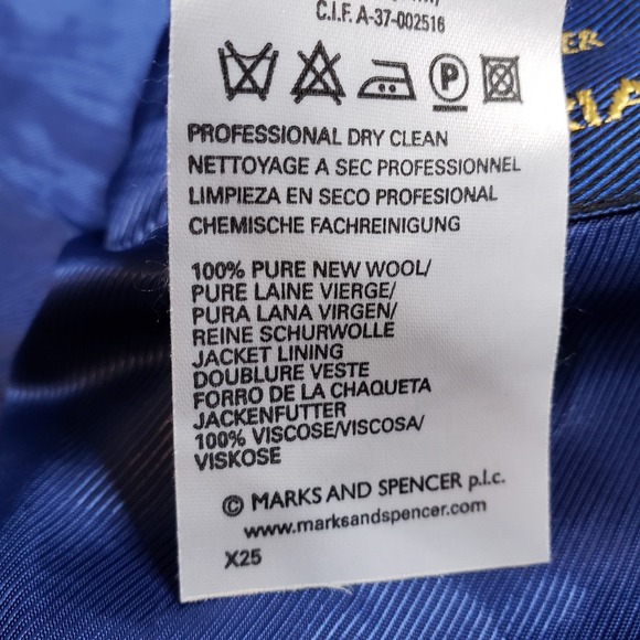 M&S Sartorial 44R Gray Windowpane Houndstooth Wool Mens Blazer Sport Coat Jacket - Picture 14 of 14